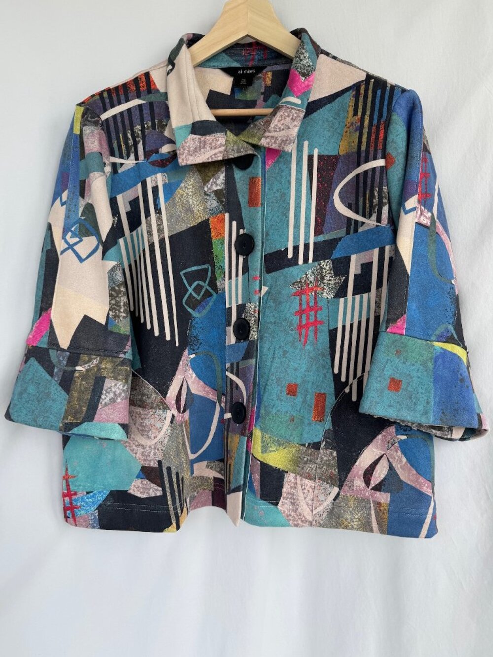 Ali Miles PXL Abstract Art to Wear Shirt Jacket Pockets Lagenlook